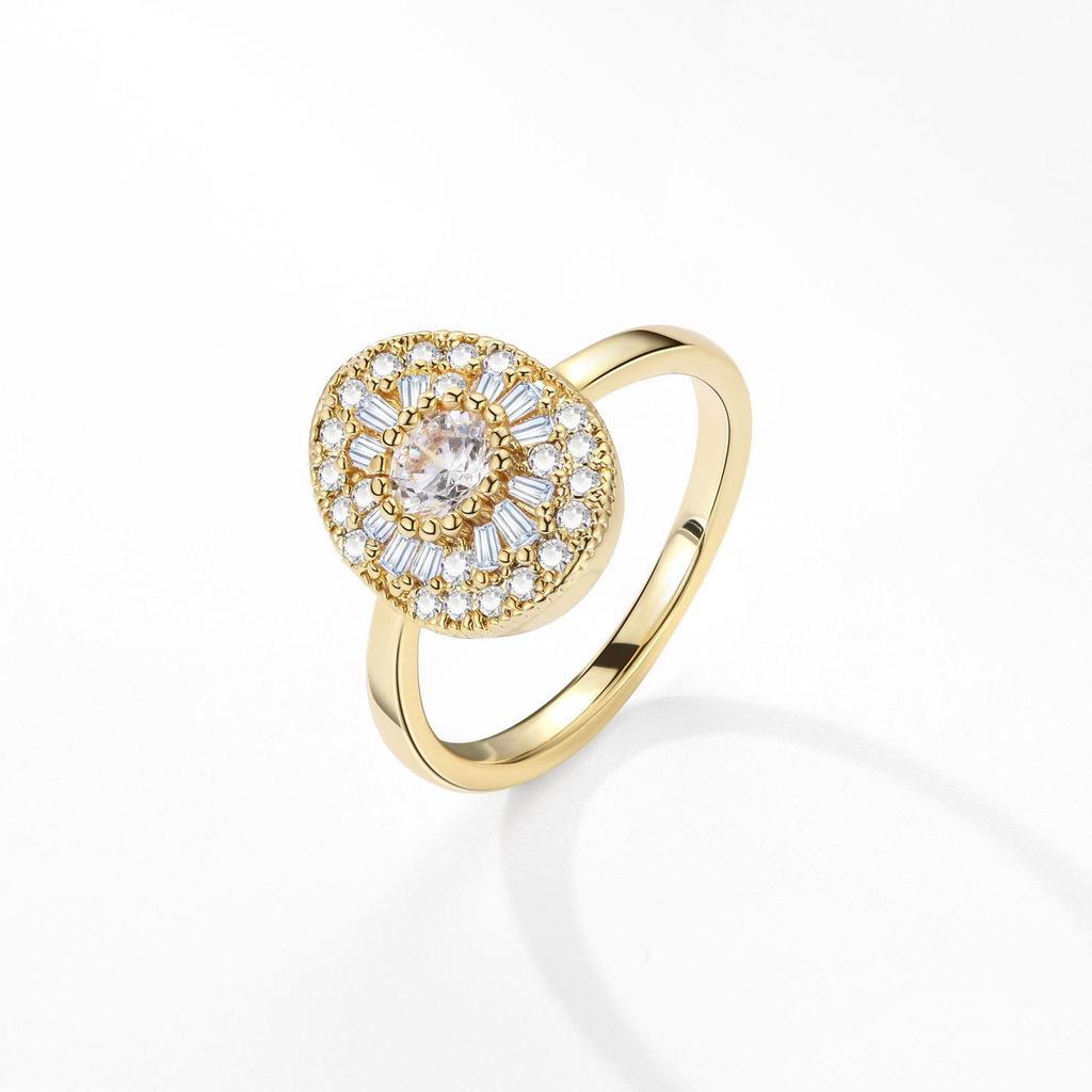 Premium Two-Tone Oval Zircon Copper-Plated Couple Ring (Sizes 5-10)