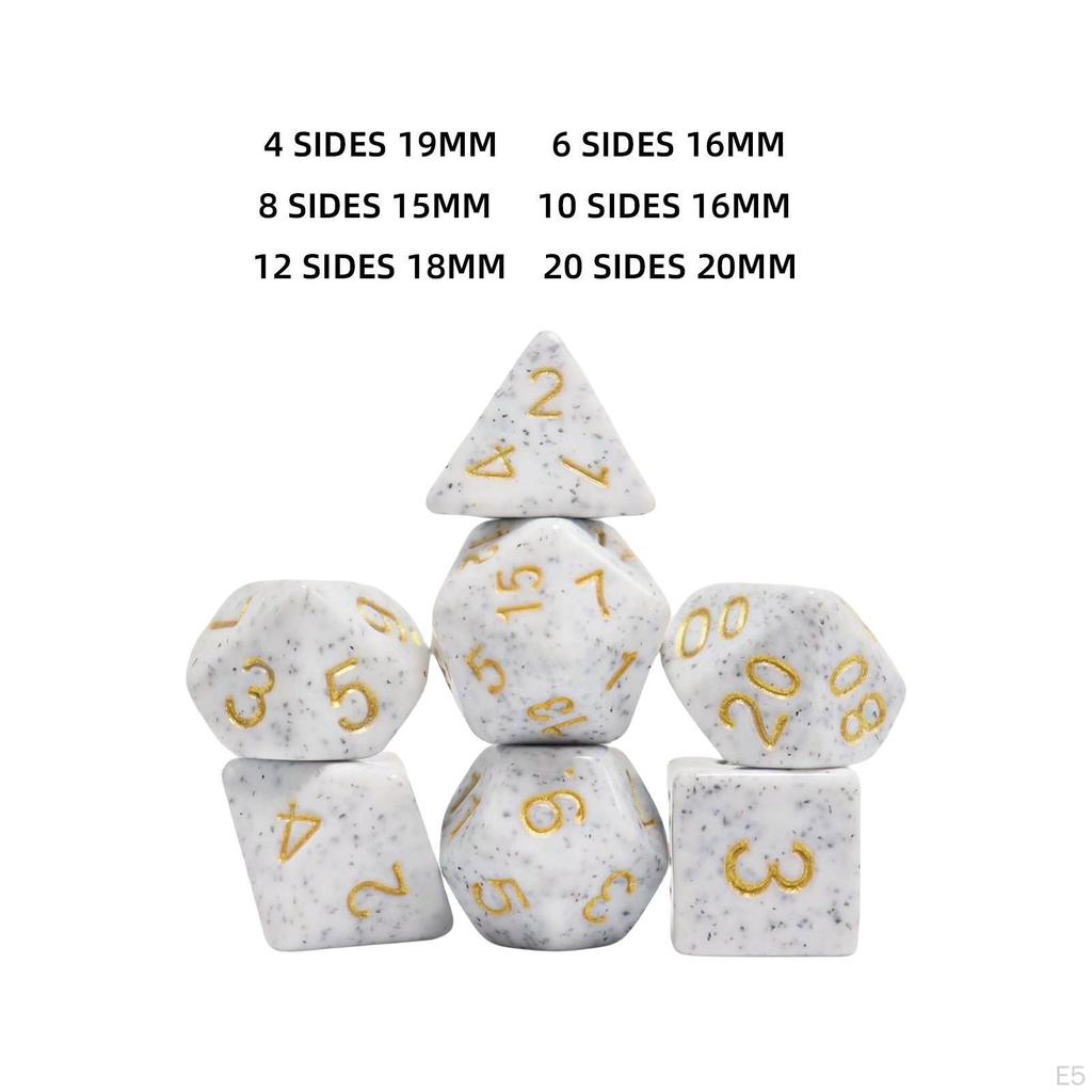 7 Pieces Multi Sided Game Dices, Dice Set Math Teaching Toys Party Favors D20 D12 D10 D8 D6 D4