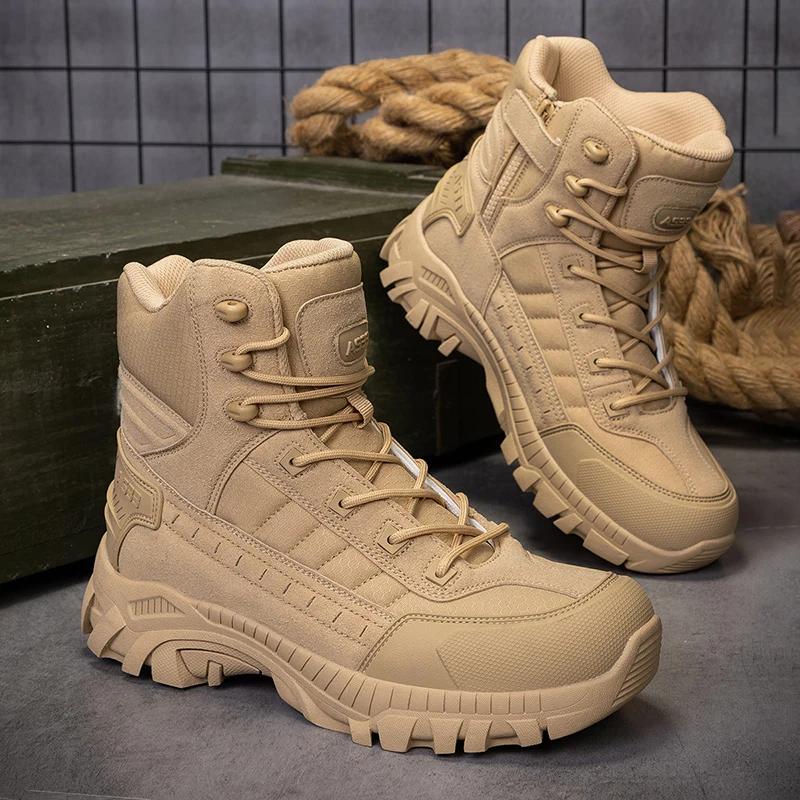 Fashion Men Tactical Boots Lace Up Military Army Boot Unisex Work Hiking Shoe Desert Waterproof Brand Climbing Shoe Male Ankle Size Plus