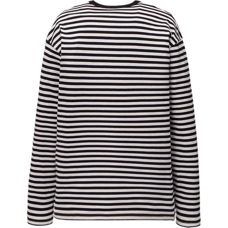 Onitsuka Tiger Striped Logo Patch Crew Neck Long Sleeve Sweatshirt Unisex sweatshirt Black 2183B432-001
