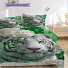 White Tiger Pattern Bedding Quilt Set Quilt Cover Pillowcase Home Decoration Birthday Gift (1 * Duvet Cover + 2 * Pillowcase, Without Core)