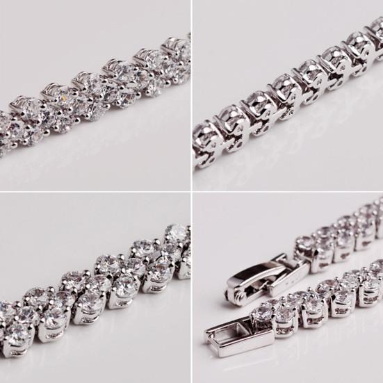 Bracelet Cubic Zirconia Stones Inlaid Luster Bracelet Allergy-Free Adjustable Length Lobster Clasp Bracelet Sparkling Jewelry Gift