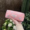 Sweet Bow Women's Storage Bag Large Capacity Female Cosmetic Bags Cute Plaid Makeup Clutch Purse Portable Girls Pencil Case