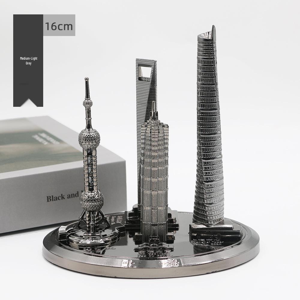 Shanghai Landmark Building Model: Oriental Pearl Tower, World Financial Center, Jin Mao Tower - Metal Creative Handicraft