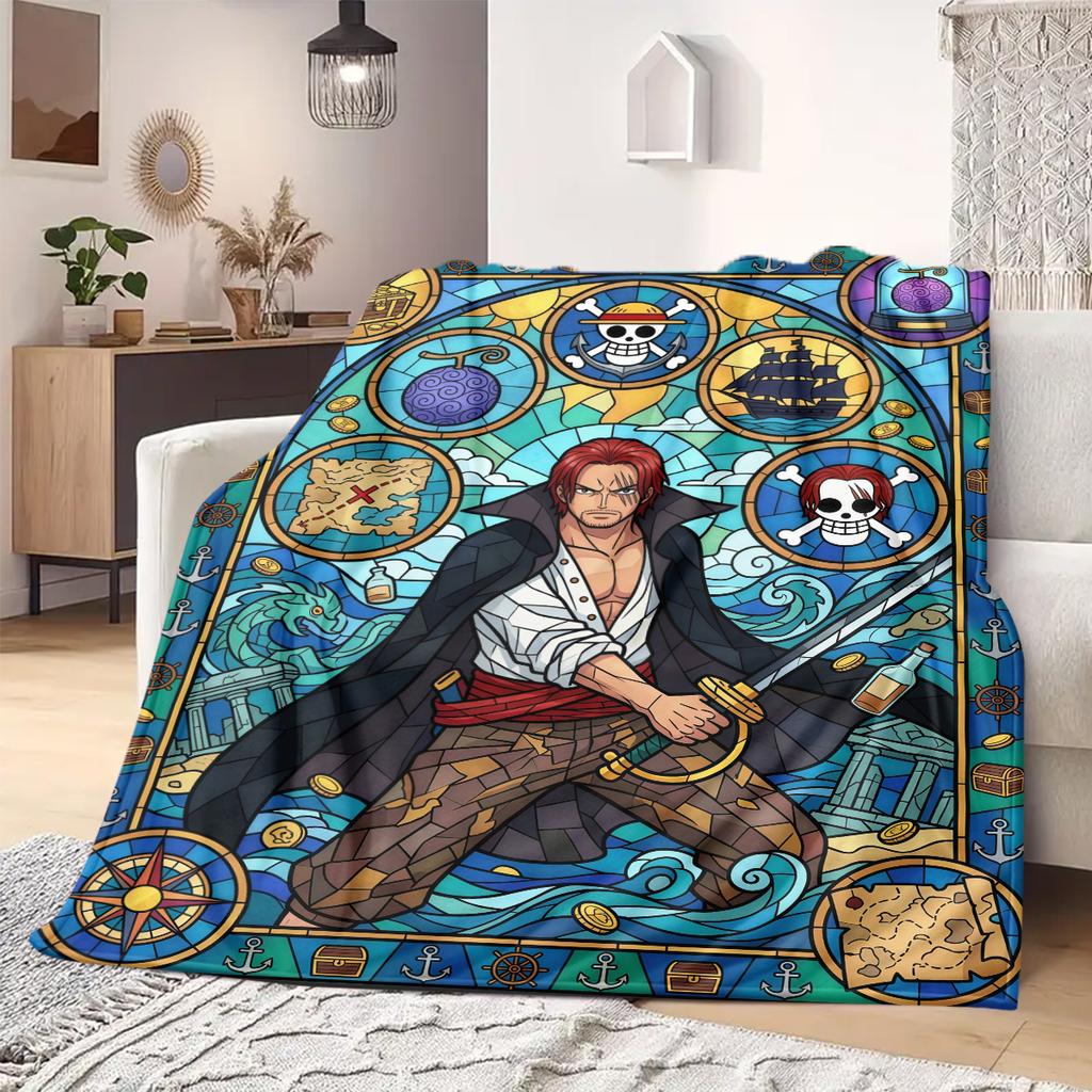OnePiece Anime Print Blanket Warm Comfortable Flannel Blanket Suitable for Bedrooms, Sofas, Beds, Chairs, Picnics, Travel