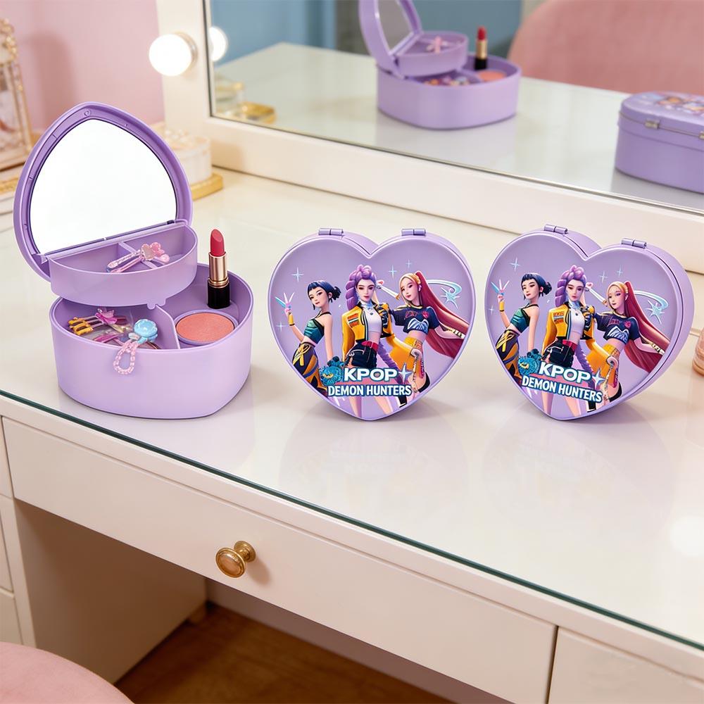 Scatola Organizer Trucco Perfetta KPop Demon Hunters Girls Custodia da Viaggio Portatile per Trucco Organizer per Trucco con Serratura Scatola per Cosmetici