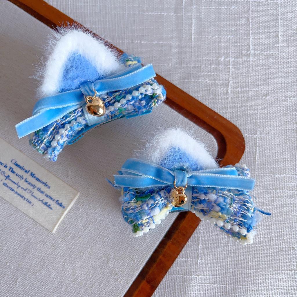 2pcs/set Adorable Cat Ear Bow Hair Clips Set for Kids Girl Sweet Cartoon Fury Hair Pin Gentle Grip for Baby Perfect Gift