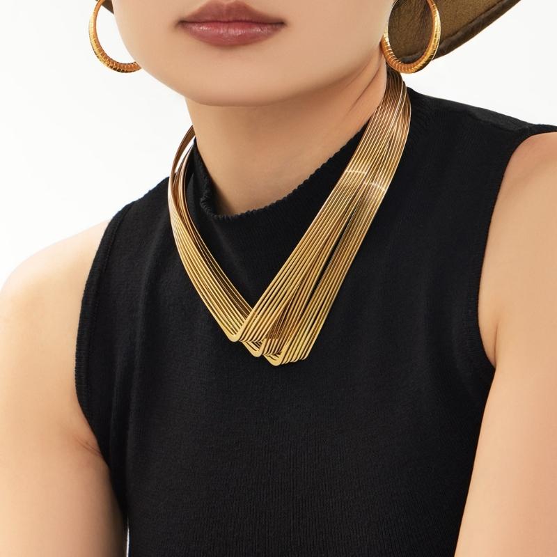 Modern V Neck Collar Jewelry Architectural Styles Stainless Steel Chain For Sensitive Skin