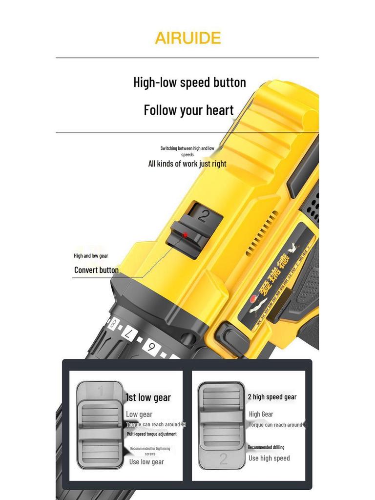 Aierde Multifunctional Household Tool Set with Electric Drill for Woodworking and Repairs