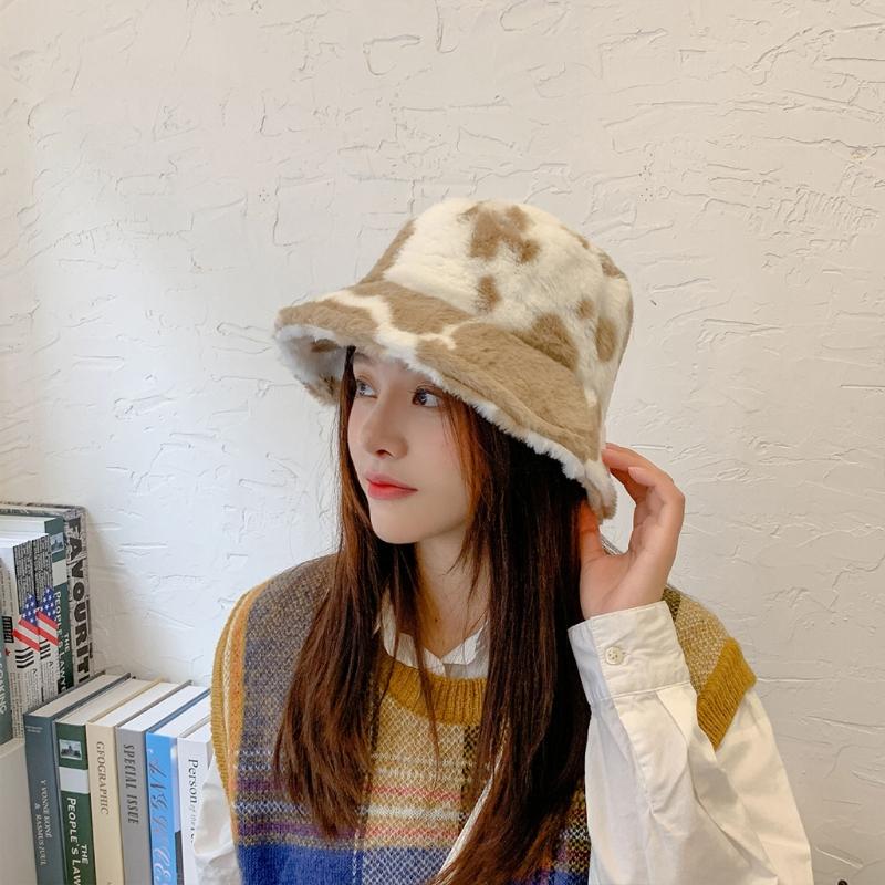 Cow Plush Fisherman Cap Soft Warm Hat Autumn Winter Outdoor Trend Fisherman Hats