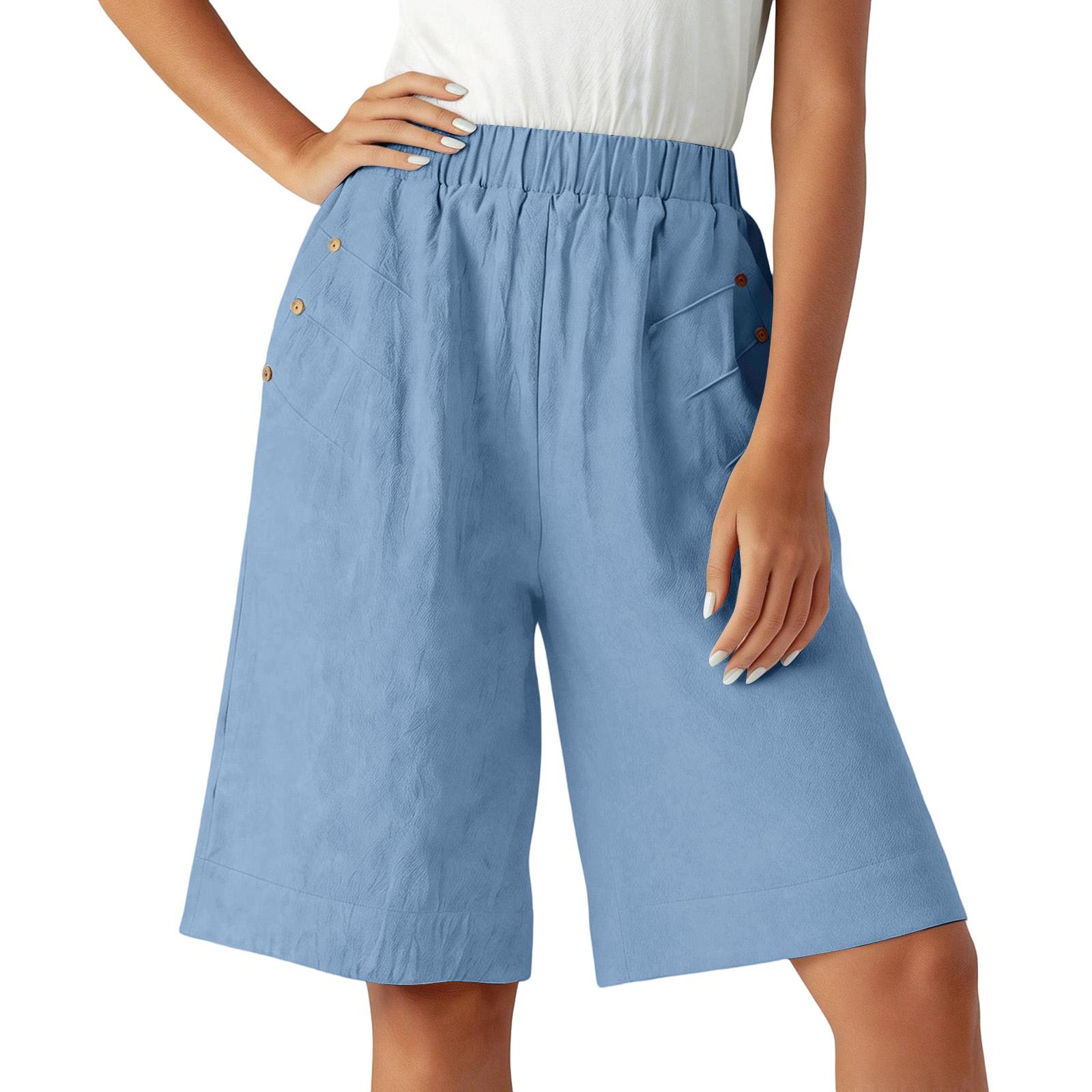 

Women s Casual Five-Quarter Pants Color, Straight-Leg, For Home Use XXXL синій