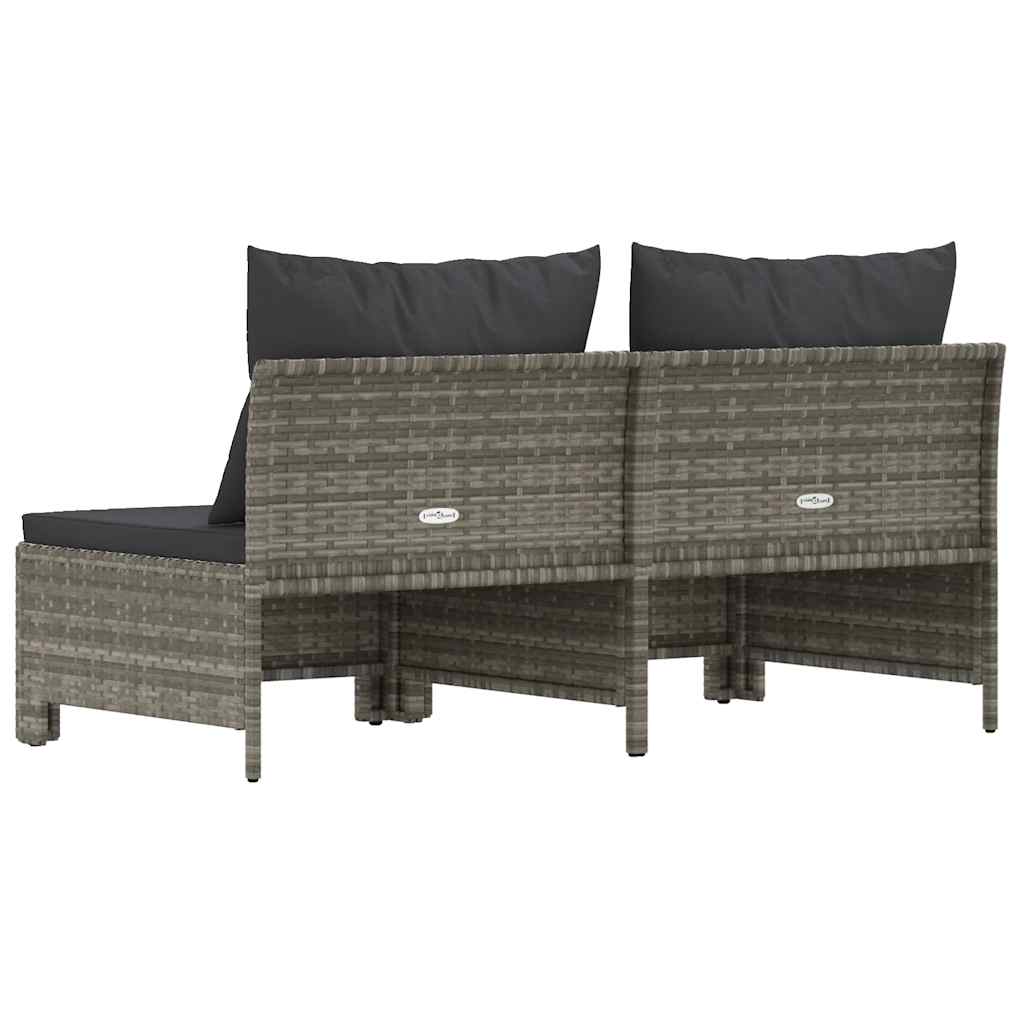 Garden Sofa 2 Seater with Cushions Grey Poly Rattan