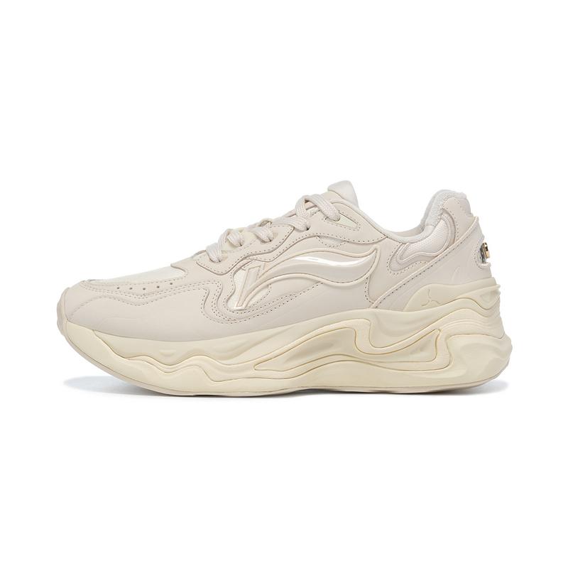 Li-Ning 1990 Lava 2 Shock Absorption Wear-Resistant Low-Top Casual Shoes Women sneaker Beige ALJT046-1