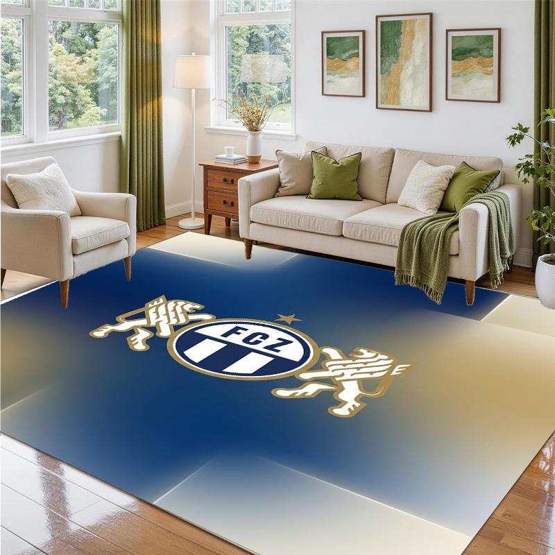 FC Zürich Design Crystal Velvet Rug Soft Decorative Mat for Bedroom Entrance