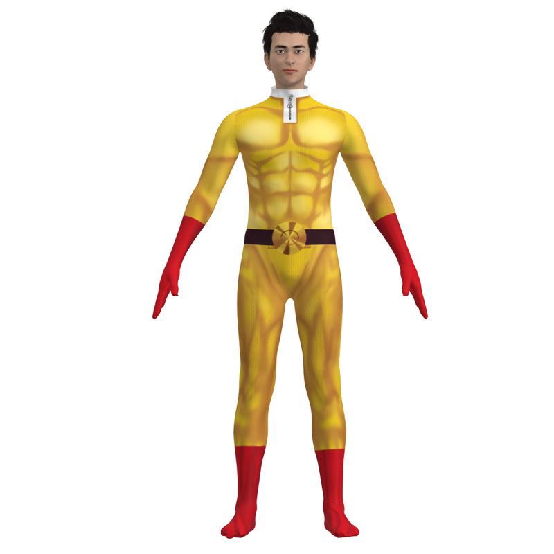 

Saitama Costume Jumpsuit - One-Punch Man Anime Cosplay for Kids, Halloween Battle Suit 110