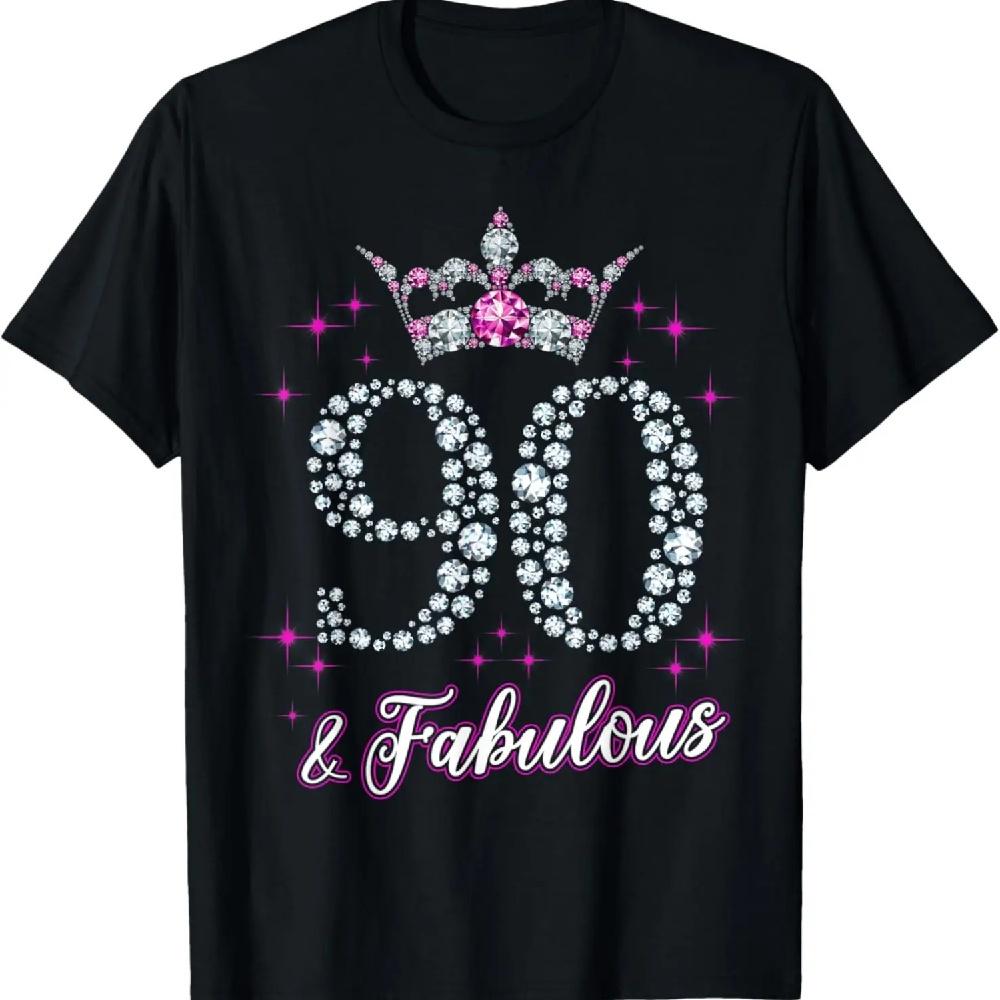 

Womens 90 And Fabulous 1929 90Th Birthday Gift Tee T-Shirt XXXXXL чёрный