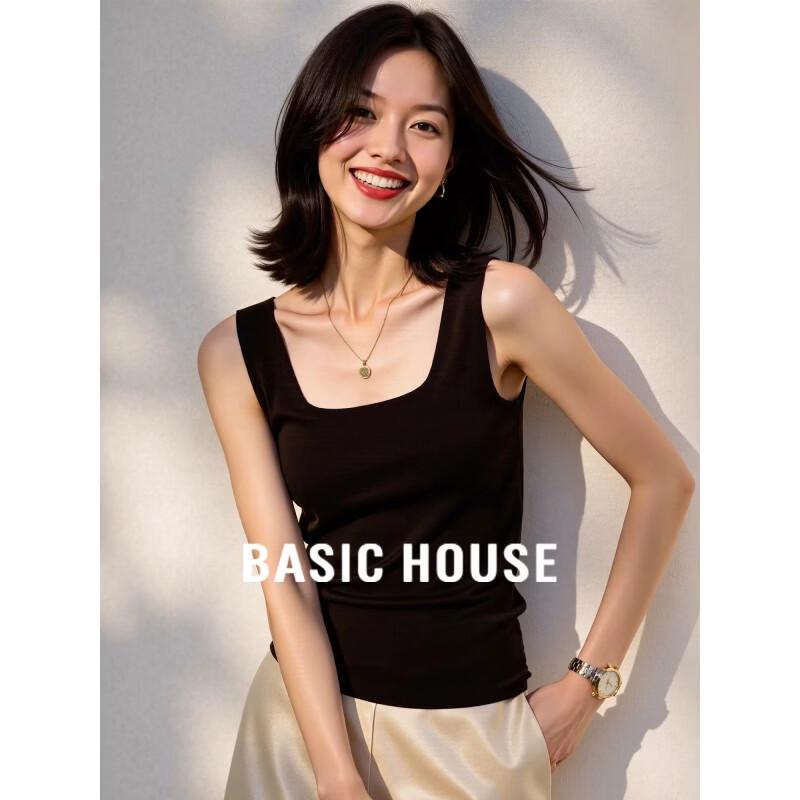 Basic House Women s Knitted Square Neck Sleeveless Top One Size