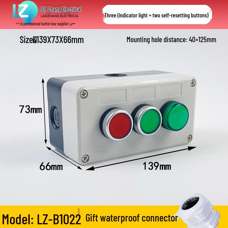 IP65 Waterproof Button Box with Emergency Stop & Indicator Light - 12345-Hole Plastic Enclosure