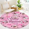 Pink Bunny Galaxy Custom Name Round Area Rug Carpet Rug For Living Room Bedroom Sofa Playroom Decor Nonslip Floor Mat