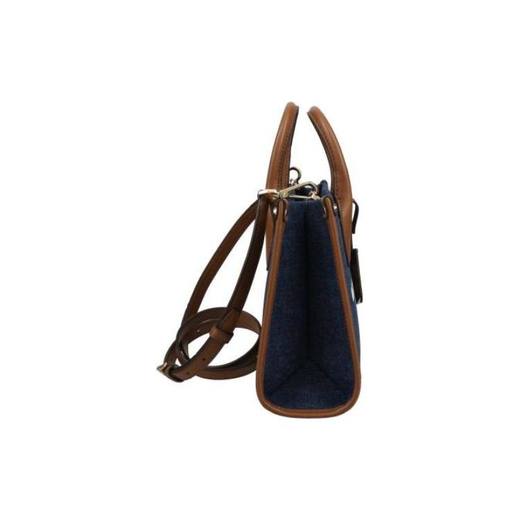 Michael Kors MK Mirella Serie 23 Ritssluiting Logo Katoenen Tote Tas Dames tote Blauw 35F2G7ZC5C-INDIGO