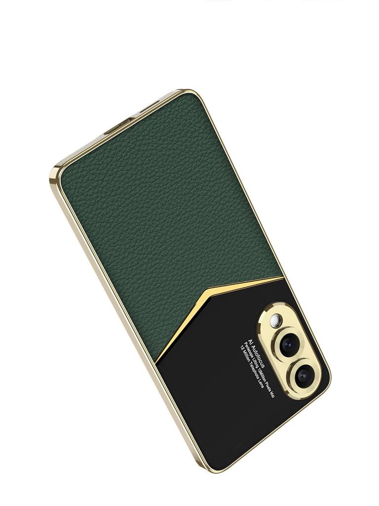 Samsung S25 Edge Jazz Plain Leather Electroplated Protective Phone Case
