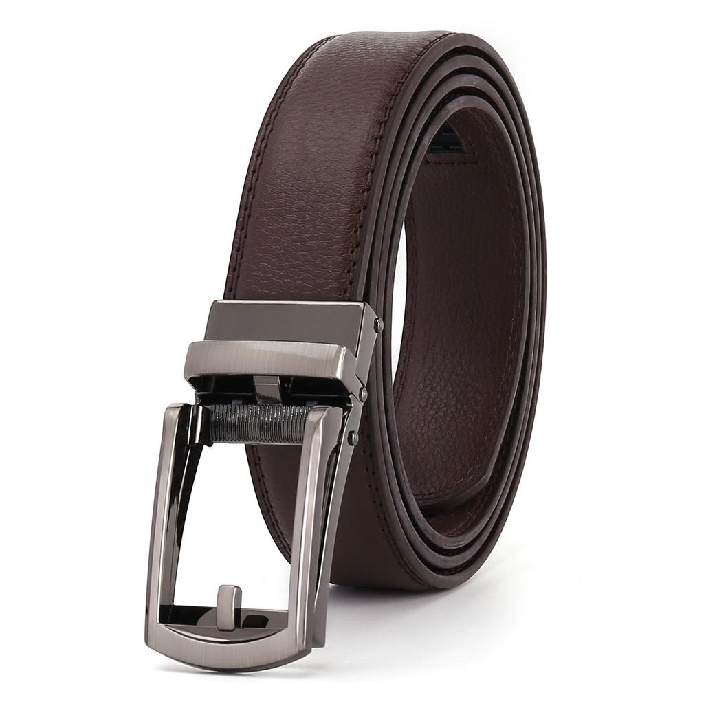 Men's Two-Layer Cowhide Leather Belt with Automatic Buckle - Versatile Business Style