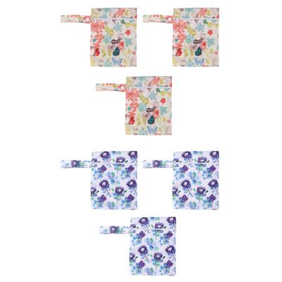 3pcs Water Resistant Wet Bag Miniature Printed Portable Hanging Reusable Diaper Wet Bag for Travel