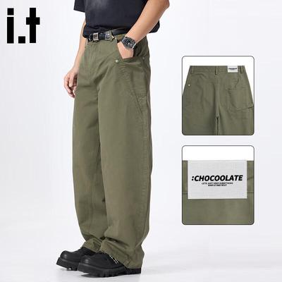 :CHOCOOLATEit Herren Cargohose mit geradem Bein und lockerem Schnitt
