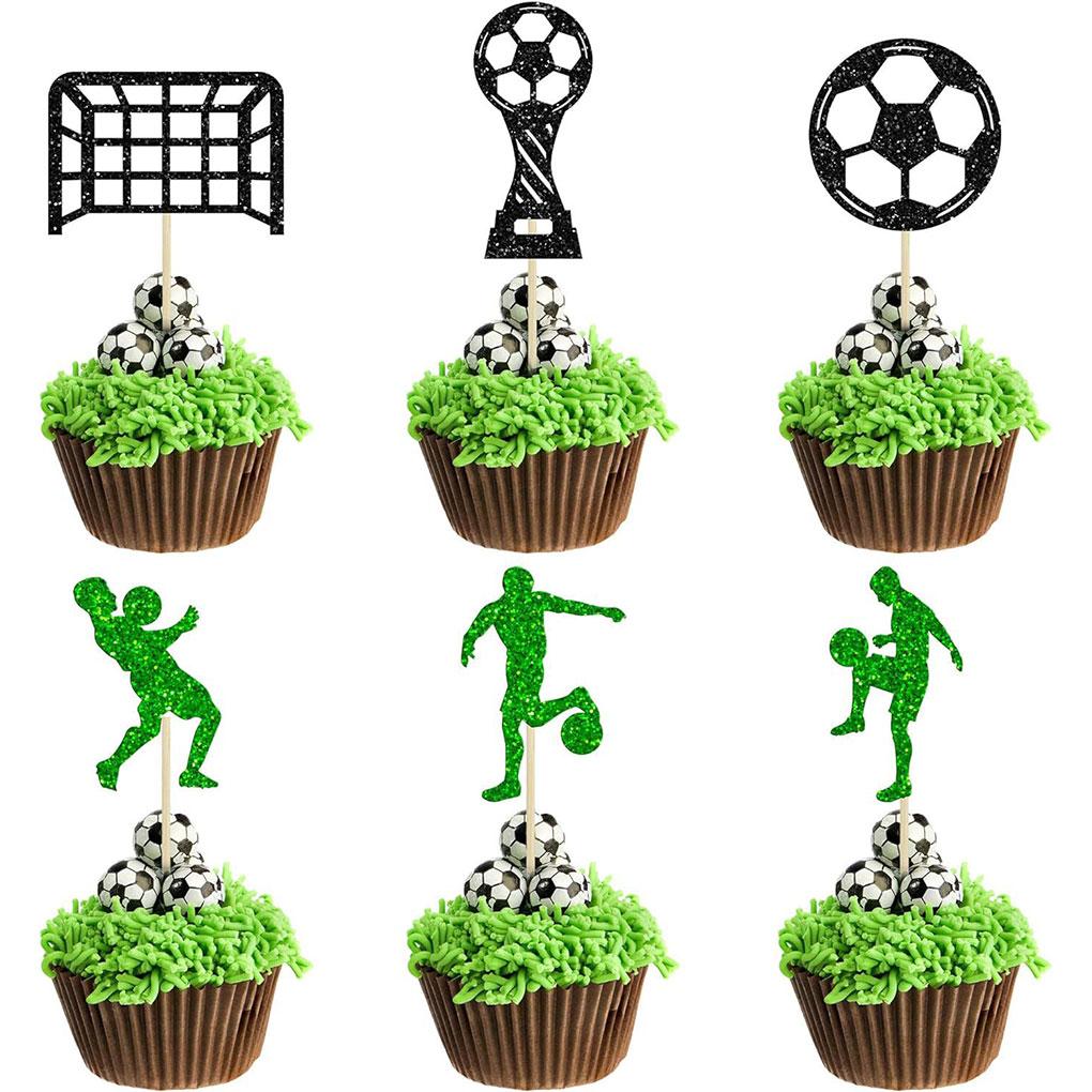 Fußball-Cupcake-Topper für Geburtstagsparty Dekoration Fußball-Cupcake-Topper Cupcake Picks