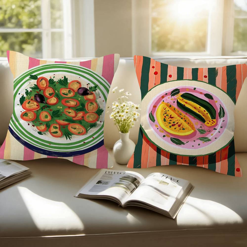 A Plate Of Food Top View Food Stitch Lucky Dragon Pillow Cover Sofa Cushion Cover Home Room Decoration Children Gift