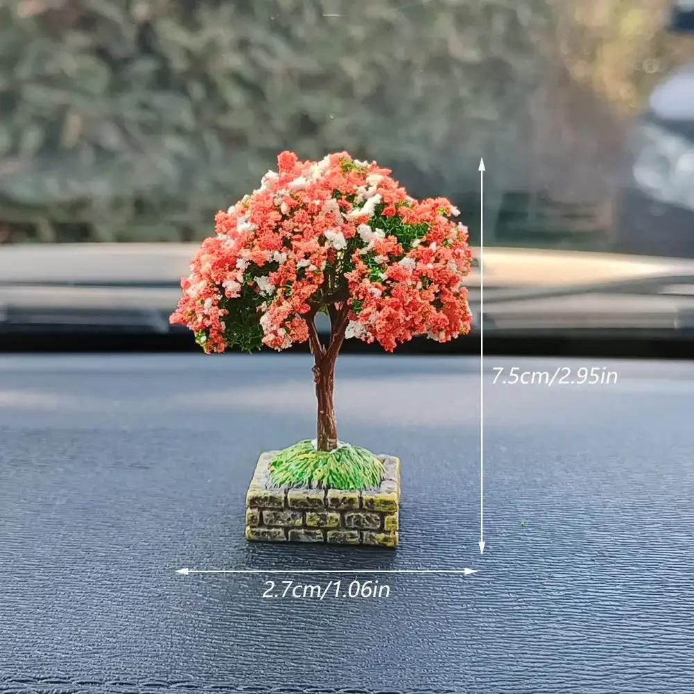 New Car Mini Tree Simulated Flower Ornament Square Base Interior Accessories Center Console Decorations Mounted Plant Ornament