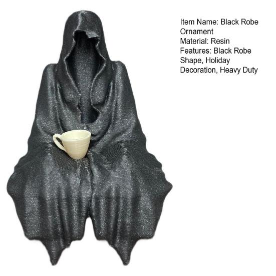 Halloweenská černá róba ozdoba strašidelná gotická figurka Smrtky socha skulptura sváteční párty domácí kancelář stolní dekorace