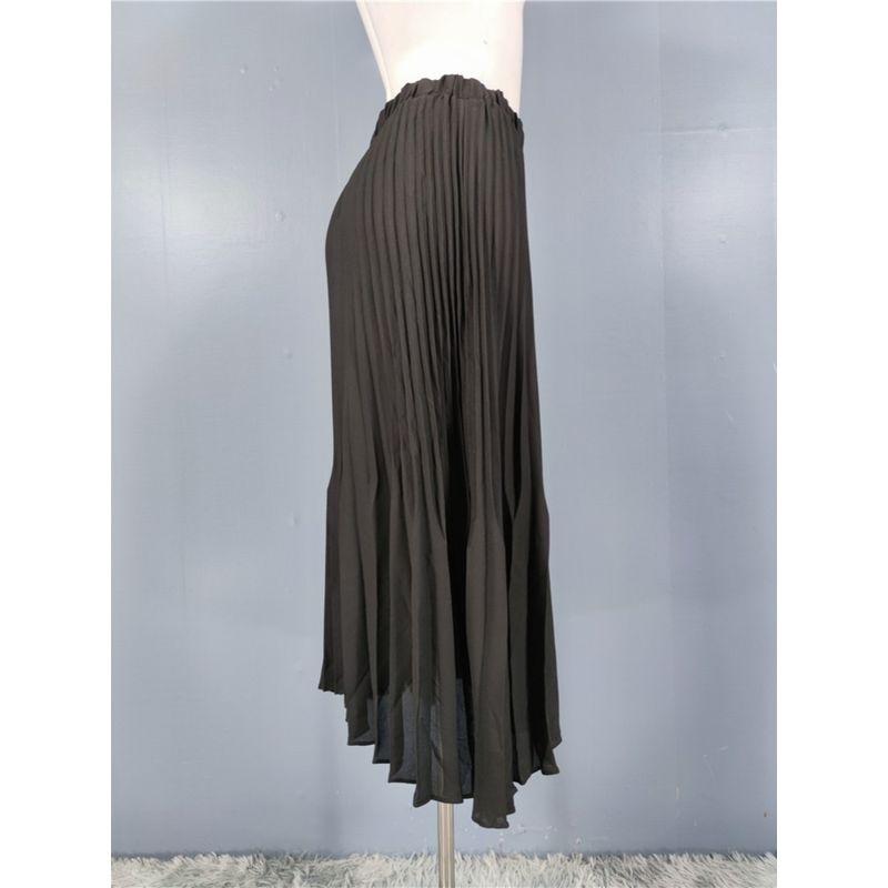 Export Single Za Home Fancy Full of Elastic High Waist Pleated Ruched Street Cool Long Summer Refreshing Black Dress