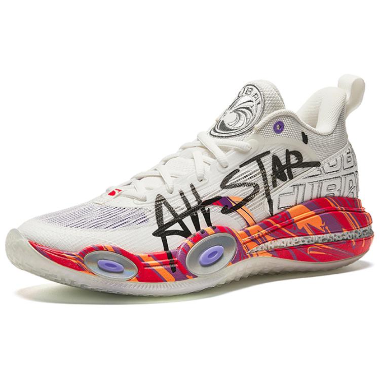 New Anta Assault 1st Generation Shock Absorbers Slip Resistant Low Top Basketball Shoes Men's White Black Red 112431108S-1