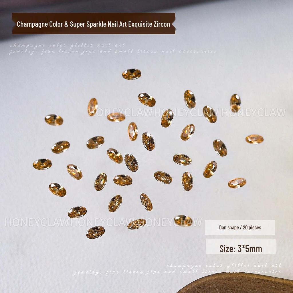 5A Champagne Champagne & Coffee Tone Zirconia Nail Art Rhinestones - Irregular Shapes: Water Drop, Horse Eye, Pigeon Egg.