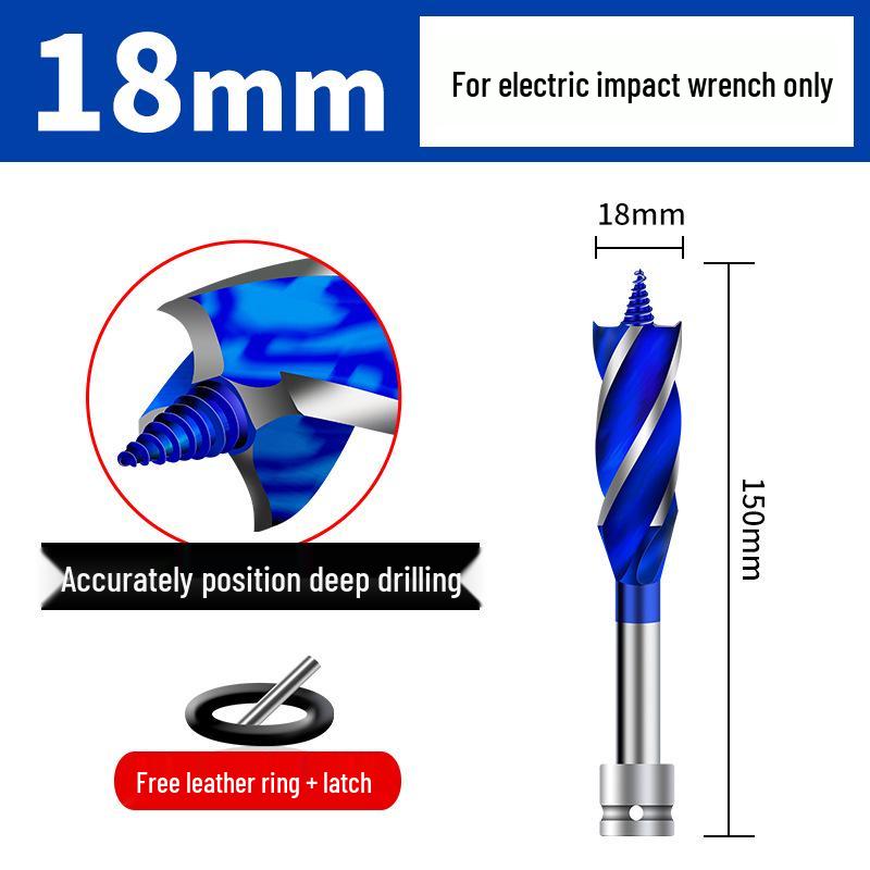 High Hardness Electric Wrench Drill Bit for Woodworking - Four-Flute, Four-Edge Wood Board Hole Enlarger