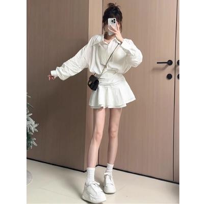 Long-sleeved White Shirt Dress Children's Autumn New Models Early Autumn Popular Korean Beautiful Wear Short Skirt