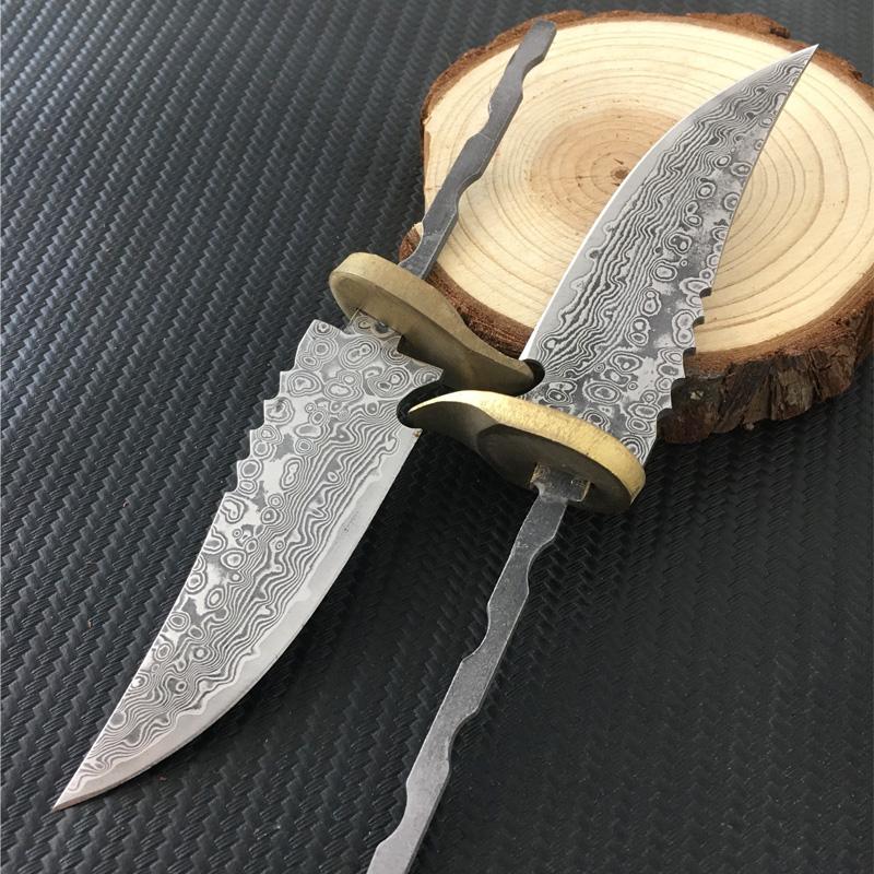 Handmade Damascus Steel Fixed Blade Knife Blanks Diy Semi-finished Billets Accessories outdoor Camping Hunting paring Tool Parts
