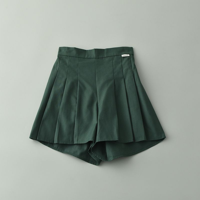 

Шорты А-силуэта с высокой талией в японском стиле, визуально стройнящие, плиссированные, повседневные брюки, женские летние Rb767, маленькие свободные брюки в стиле «минимализм», подходящие ко всему Green S/140