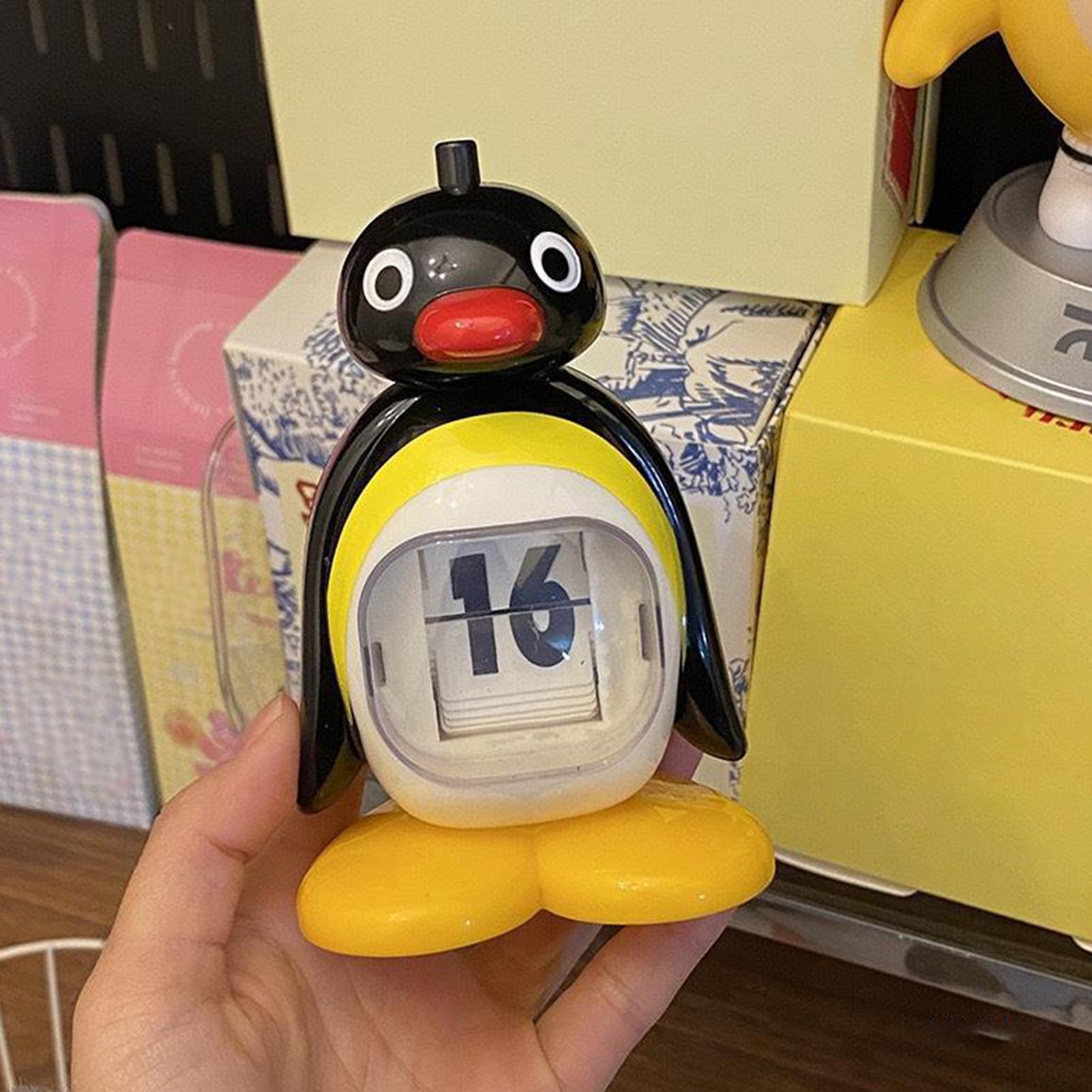 Calendario Perpetuo Pinguino Carina Bambola Animale Retrò Ornamento Creativo da Scrivania per Decorazione Casa Ufficio Regali di Natale Compleanno