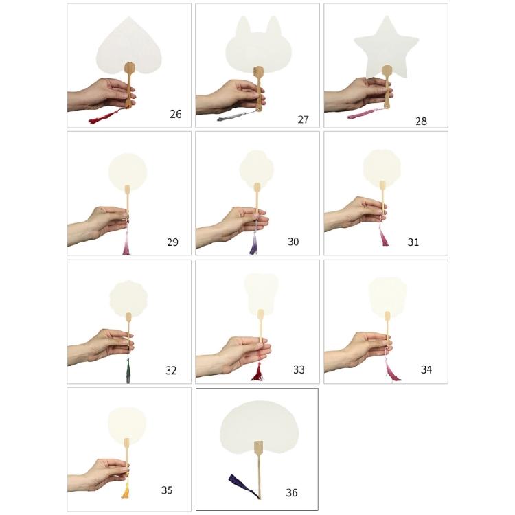 Chinese Rice Paper Fan White Round Fan with Tassels DIYs Blank Fan Decors