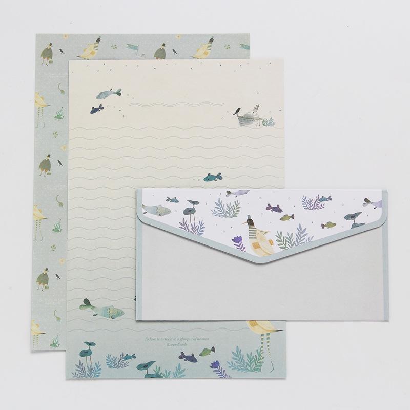 6 Sheets of Letterhead and 3 Envelopes for Mailing Envelopes, Vintage and Beautiful Floral Small Envelopes