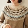Rundhals-Colorblocking-Kaschmirpullover für Damen im Herbst- und Winterstil, stilvoll und vielseitig