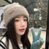 Autumn and winter knitted hats versatile solid color wool hats plus wool blended wool hats big head circumference hats show small face