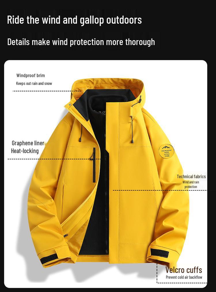 Wasserdichte 3-in-1 Jacke für Damen und Herren: Winddicht, Abnehmbares Fleece-Innenfutter, Arbeitskleidung mit individuellem Logo