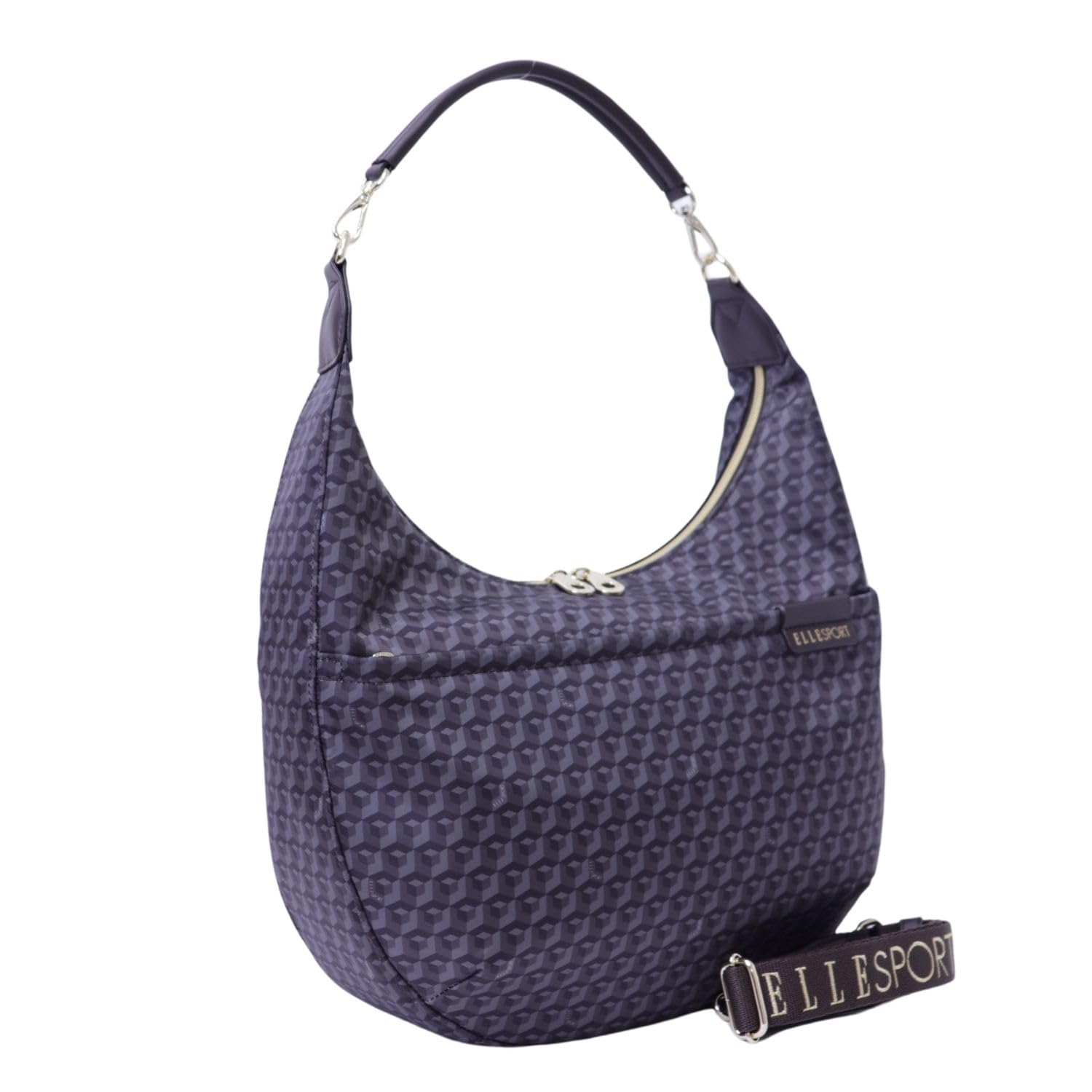 Elle Sports 5010 Half Moon 2-Way Shoulder Bag, Lightweight, Water-Repellent, Cube (Brown)