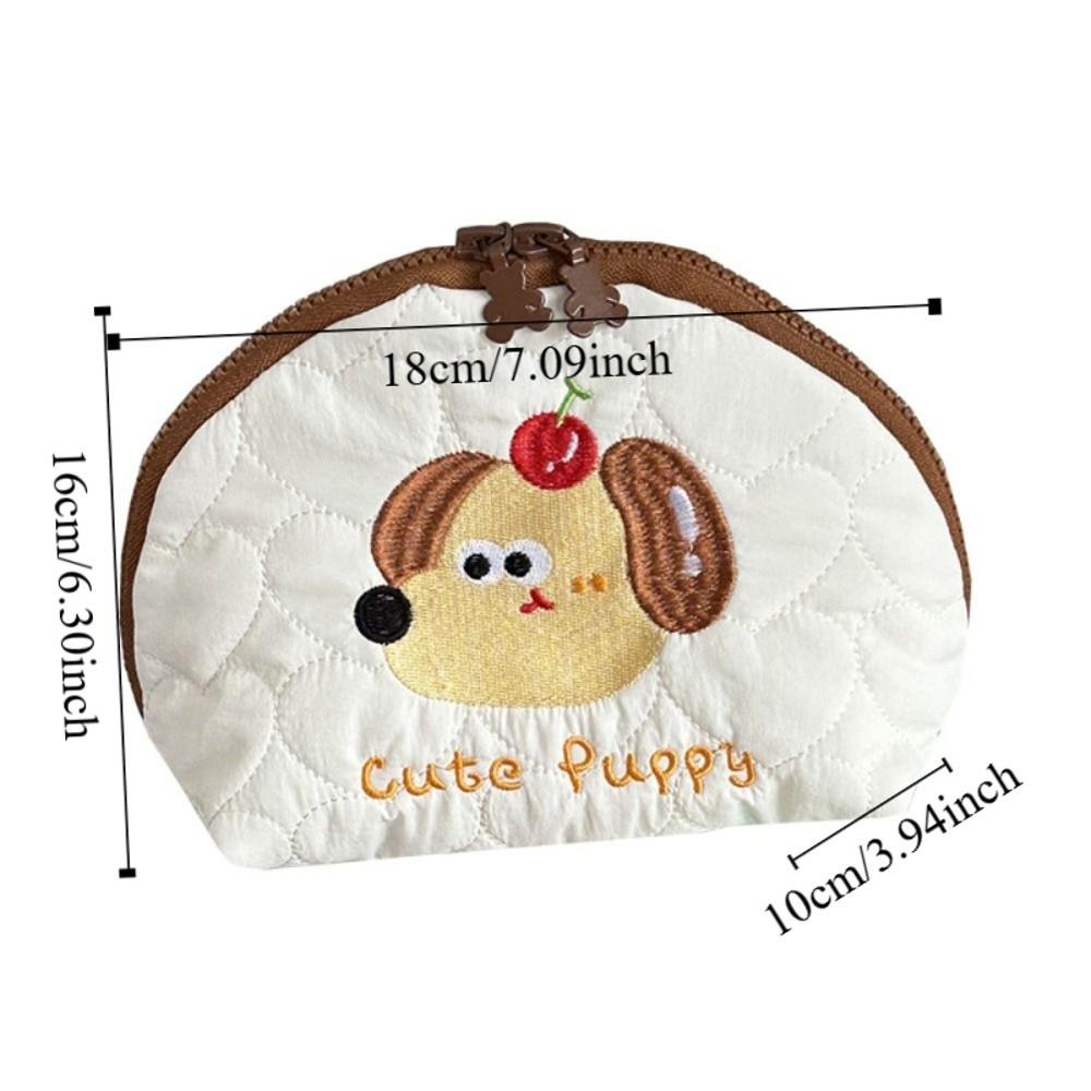 Puppy Cartoon Toiletry Bag Handheld Skincare Storage Bag Portable Embroidery Cosmetic Bag Travel