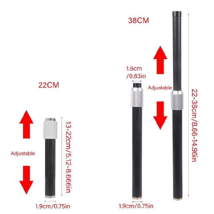 Adjustable Camera Mount Rod With 1/4" Threaded Ends For LED Lights Microphones Tripods 13cm to 38cm Extension Ranging