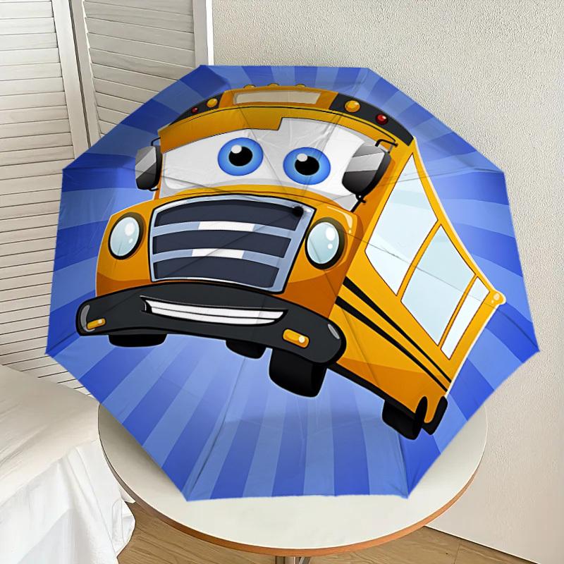 1pc School Bus Automatic Folding Umbrella] Durable Iron Frame & Rod, Portable Folding, Makes a Great Holiday Gift yy251016278