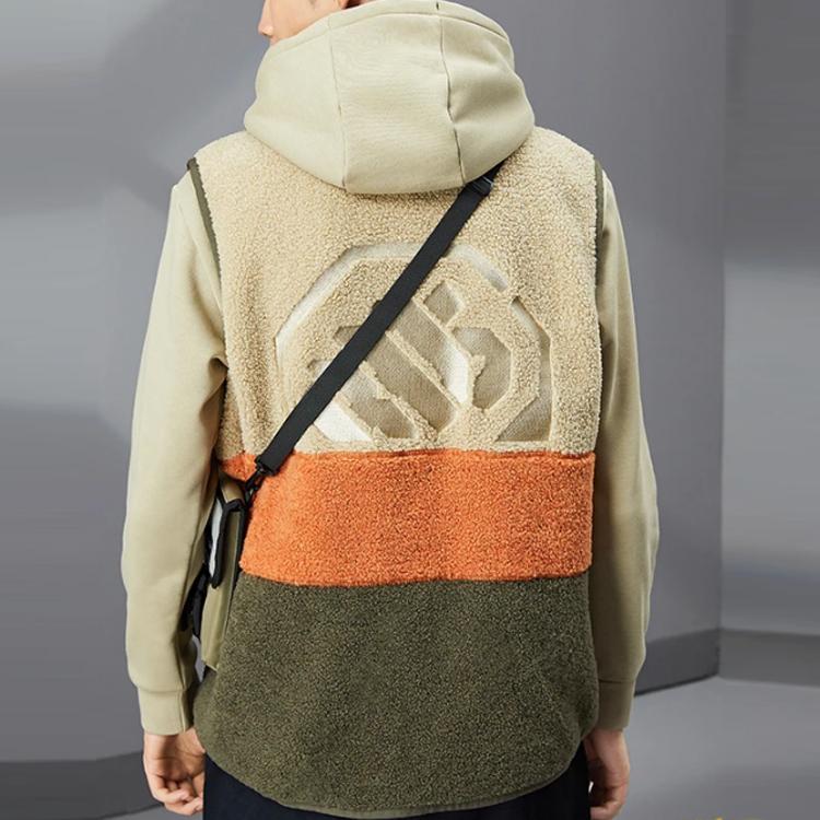 Li-Ning Badfive Loose Color Block Warm Fleece Vest Men Vests Amber-Brown AMDQ027-3